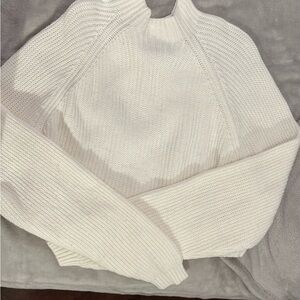 White Mockneck Knit Sweater